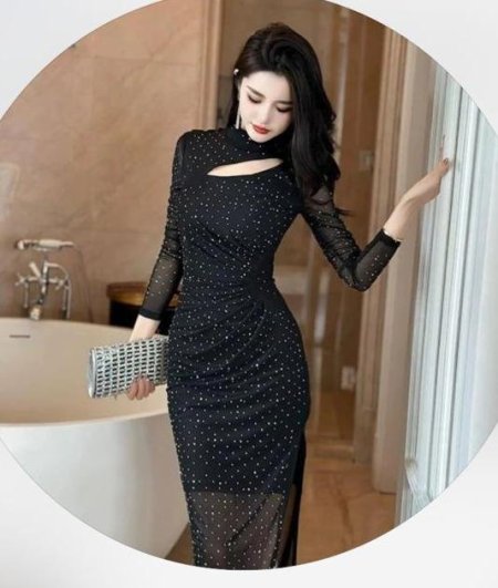 فستيان اسود لمع لطيف